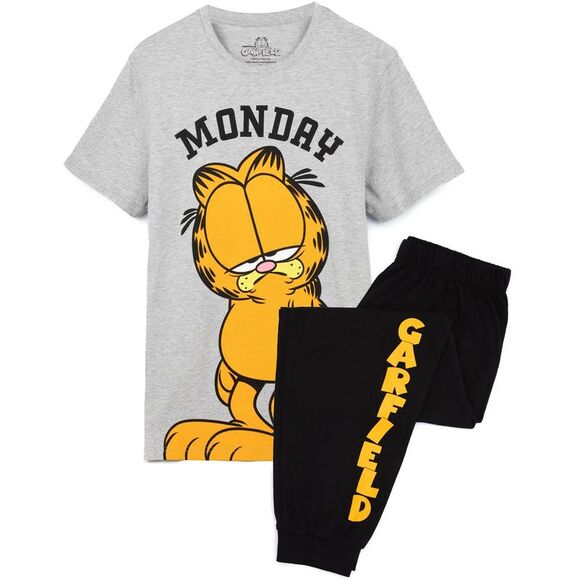 Garfield Mens Monday Long Pyjama Set / Gray/Black/Yellow - Picture 1 of 3